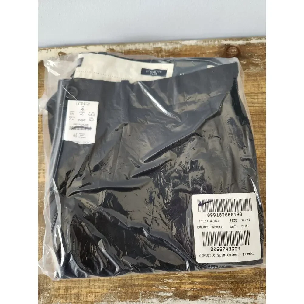 NWT J. Crew Men's Athletic Slim-Fit Chino Pant Black 34/30
